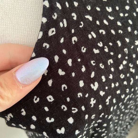 Old Navy linen dress black white dot pattern medium high neck halter sheath - Picture 4 of 15